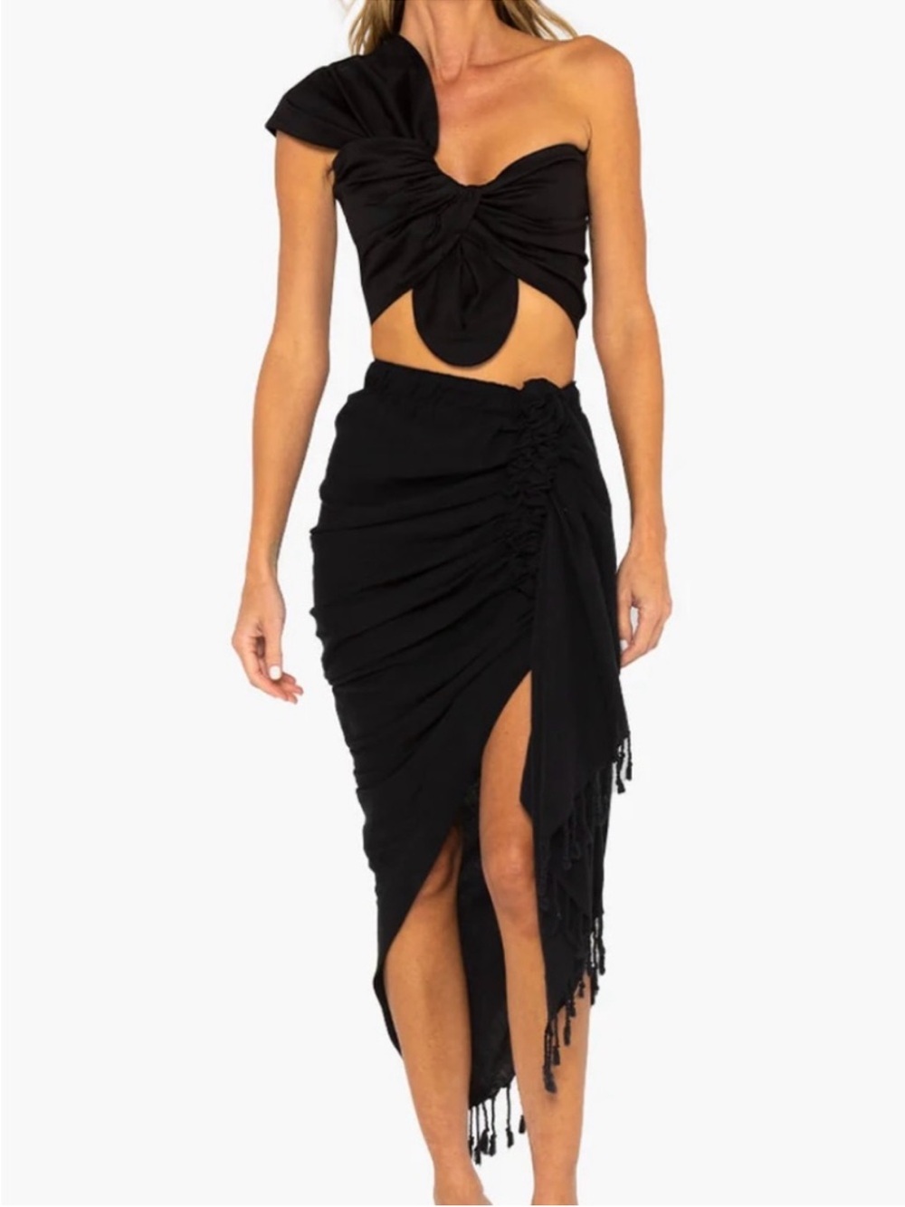 Just Be Queen Tulum Asymmetric Midi Linen Skirt